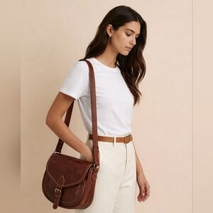 Weathered Leather Saddle Bag: Great State Of Oklahoma